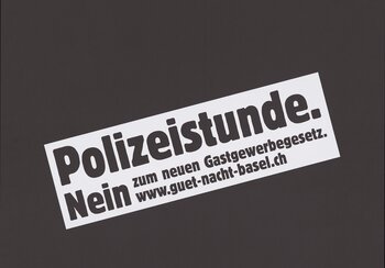 Abstimmungsplakat «Polizeistunde, Nein zum neuen Gastgewerbegesetz», 2005 | © © Schweizerische Nationalbibliothek. Grafik: kreisvier