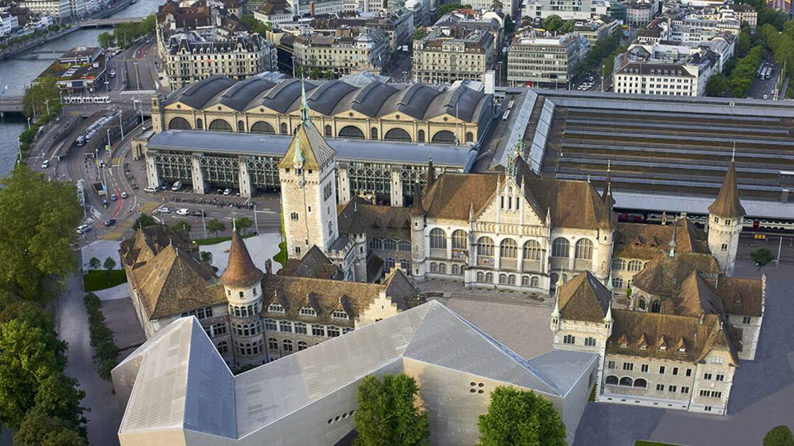 Luftaufnahme des Landesmuseums Zürich.